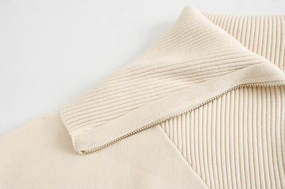 Vintage Knit Pile High Collar Sweaters
