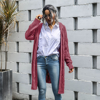 Knit V-neck Argyle Pattern Hooded Cardigans