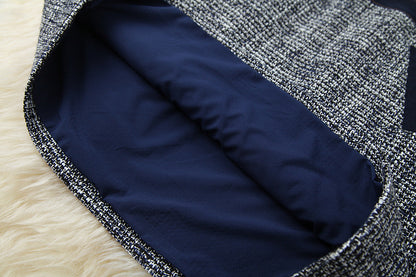 Blue Splicing Denim Single-breasted Coat Skirt Two-piece Set