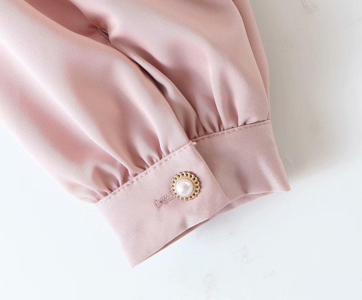 Square Collar Single-breasted Lantern Sleeve Shirts Blouses