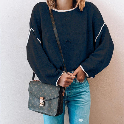 Knit Round Neck Sweatshirts Shirts Blouses