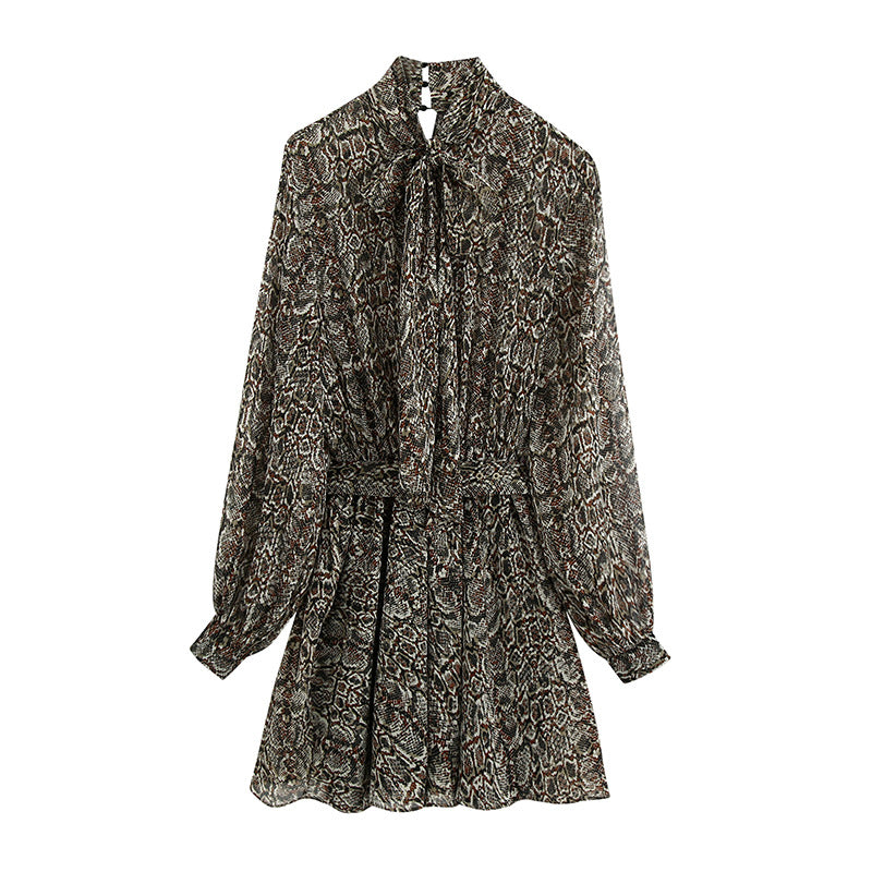 Lantern Sleeve Elastic Chiffon Floral Mini Dresses
