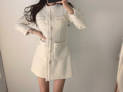 Single-breasted Splicing Coat Bodycon Mini Dresses