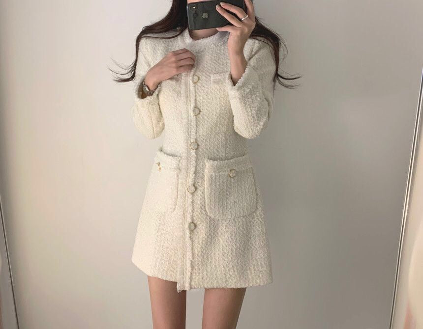 Single-breasted Splicing Coat Bodycon Mini Dresses