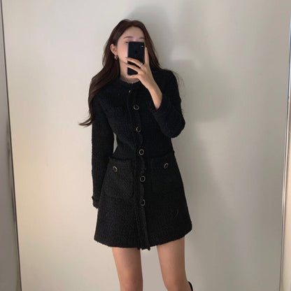 Single-breasted Splicing Coat Bodycon Mini Dresses