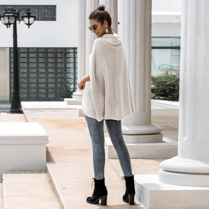 Hollow-out High-collared Capes Sweaters Outerwear