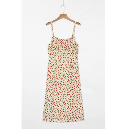 Backless Open Back Floral Printed Suspenders Midi Dress