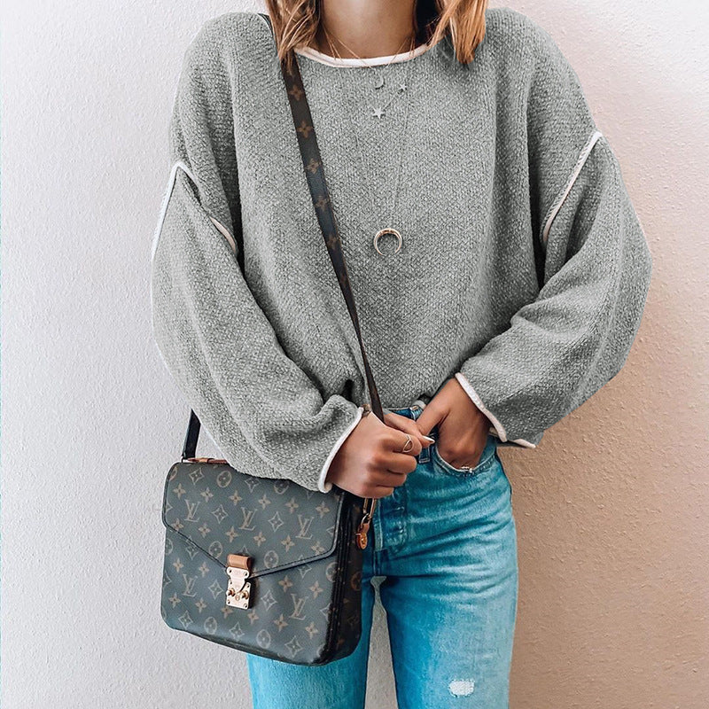 Knit Round Neck Sweatshirts Shirts Blouses