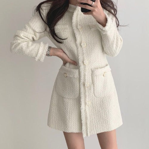 Single-breasted Splicing Coat Bodycon Mini Dresses