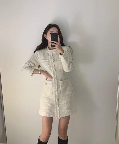 Single-breasted Splicing Coat Bodycon Mini Dresses