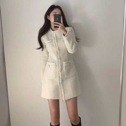 Single-breasted Splicing Coat Bodycon Mini Dresses