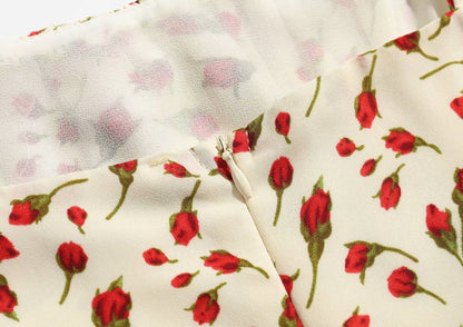 Backless Open Back Floral Printed Suspenders Midi Dress