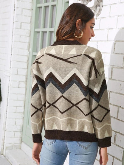 Contrast Color Argyle Pattern Vintage Sweater Knit