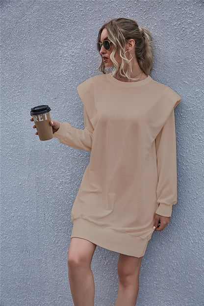 Round Neck Shoulder Pads Bodycon Mini Dresses