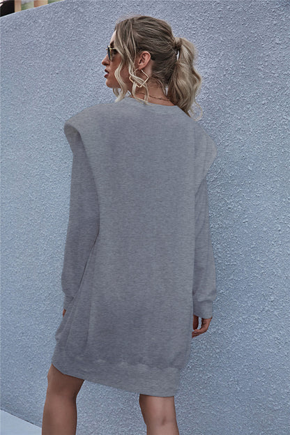 Round Neck Shoulder Pads Bodycon Mini Dresses