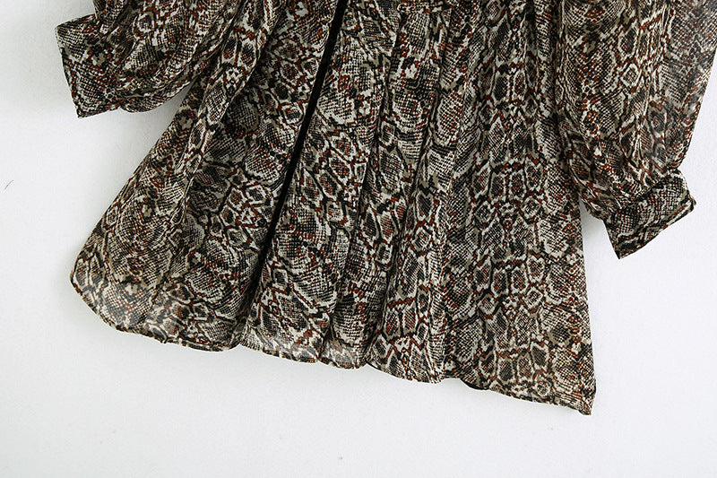 Lantern Sleeve Elastic Chiffon Floral Mini Dresses