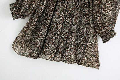 Lantern Sleeve Elastic Chiffon Floral Mini Dresses