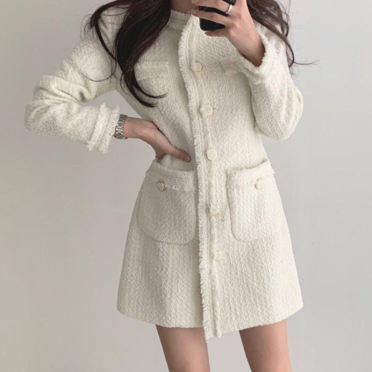 Single-breasted Splicing Coat Bodycon Mini Dresses