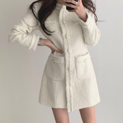 Single-breasted Splicing Coat Bodycon Mini Dresses