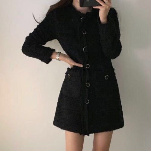 Single-breasted Splicing Coat Bodycon Mini Dresses
