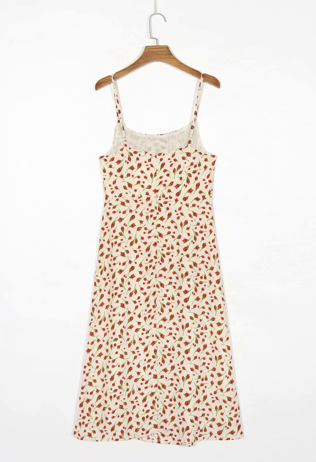 Backless Open Back Floral Printed Suspenders Midi Dress