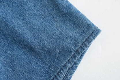 Pile Collar Single-breasted Denim Mini Dresses