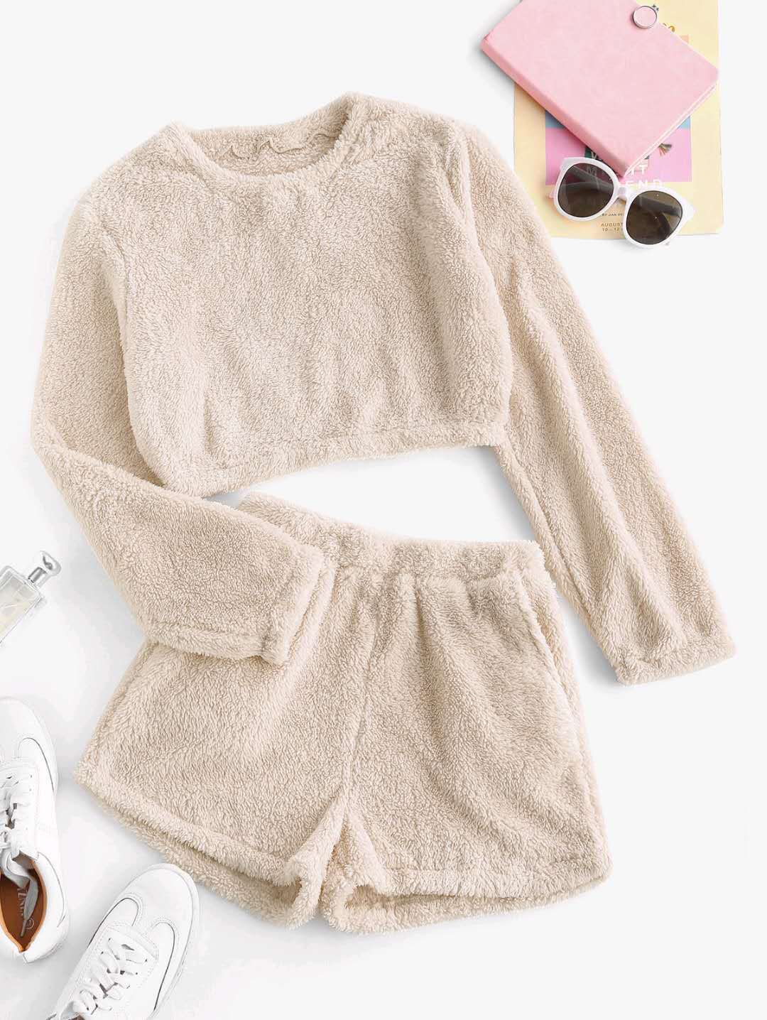 Plush Short Loungewear Two-piece Suit Set