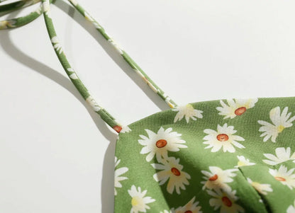 Vintage Floral Printed Suspenders Daisy Midi Dresses