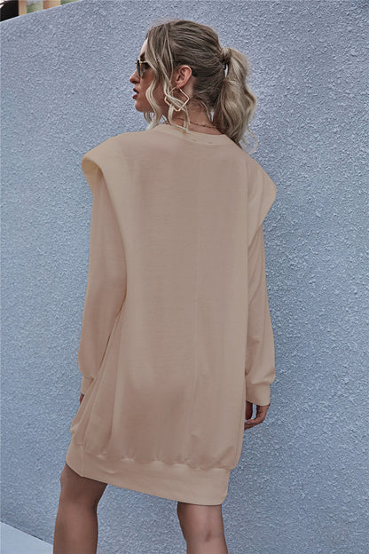 Round Neck Shoulder Pads Bodycon Mini Dresses
