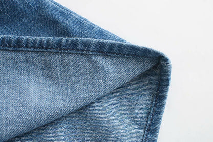 Pile Collar Single-breasted Denim Mini Dresses