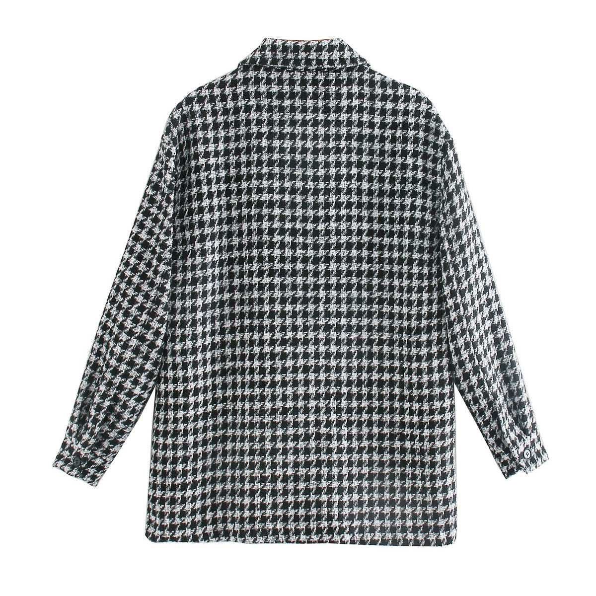 Single-breasted Mid-length Houndstooth Coat Outerwear
