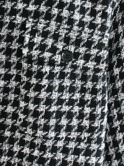 Single-breasted Mid-length Houndstooth Coat Outerwear