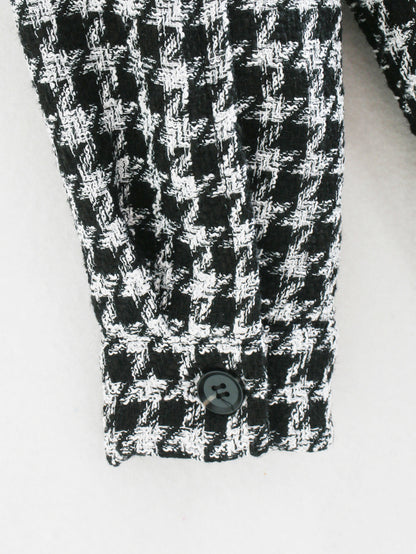 Single-breasted Mid-length Houndstooth Coat Outerwear