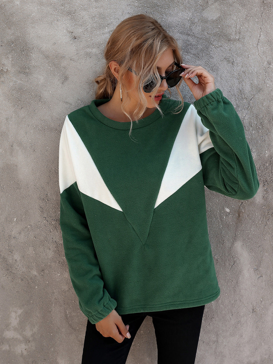 Simple V-Shaped Crew Neck Long Sleeve Sweater