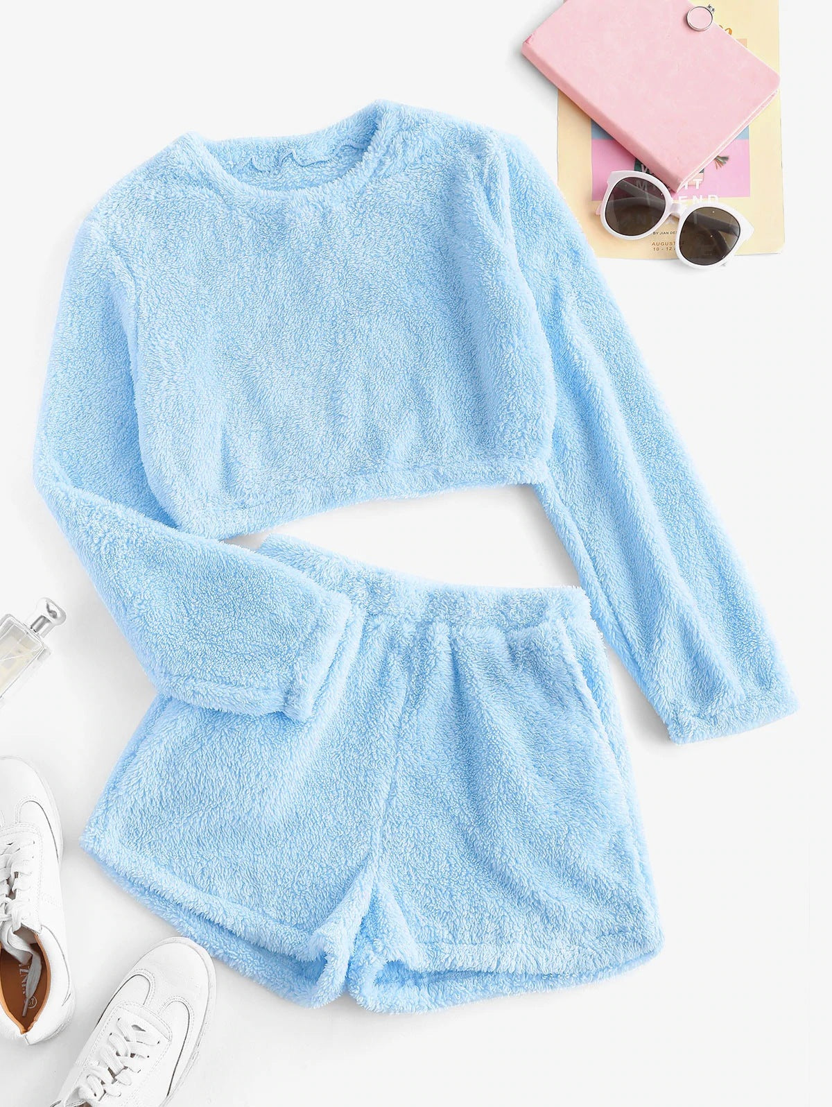 Plush Short Loungewear Two-piece Suit Set