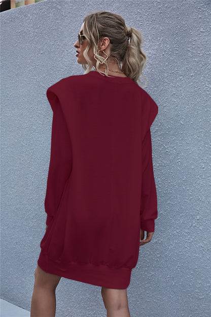 Round Neck Shoulder Pads Bodycon Mini Dresses