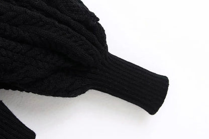 High Collar Ruffles Lantern Sleeves Knit Sweater