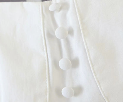 Square Collar Lantern Sleeve Backless Tie-Back Shirts Blouses Crop Tops