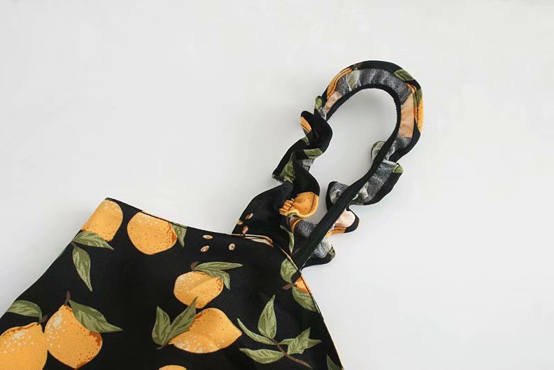 Vintage Suspenders Backless Slit Floral Chiffon Midi Dresses