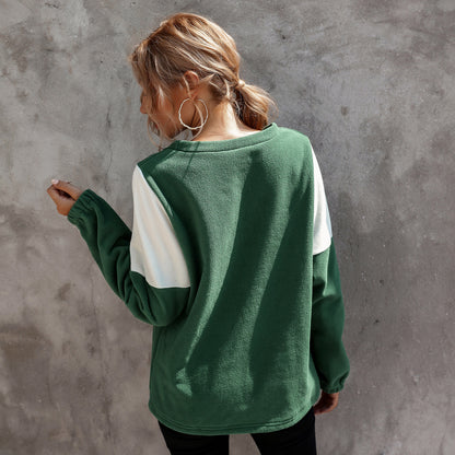 Simple V-Shaped Crew Neck Long Sleeve Sweater