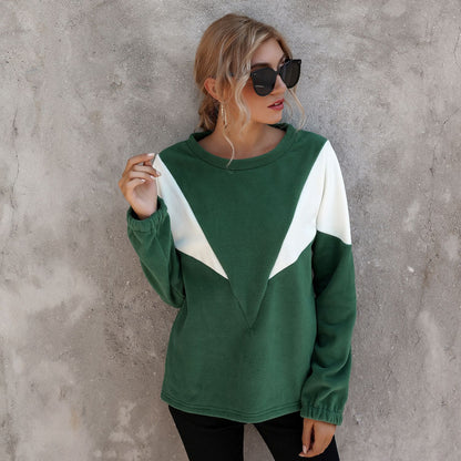 Simple V-Shaped Crew Neck Long Sleeve Sweater