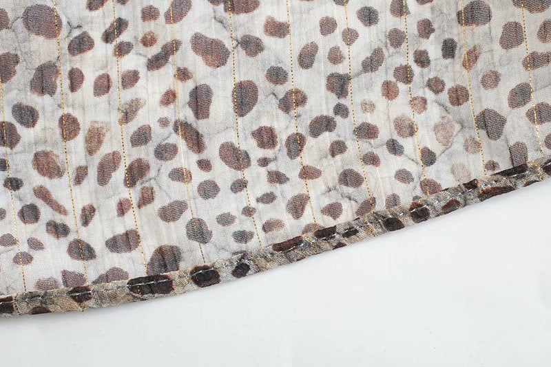 V-neck Leopard Single-breasted Lace-up Mini Dresses