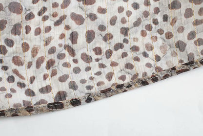 V-neck Leopard Single-breasted Lace-up Mini Dresses