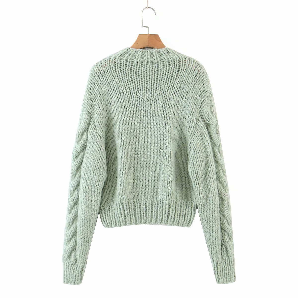 Handicraft Single-breasted Knit Splicing Crop Tops Cardigans