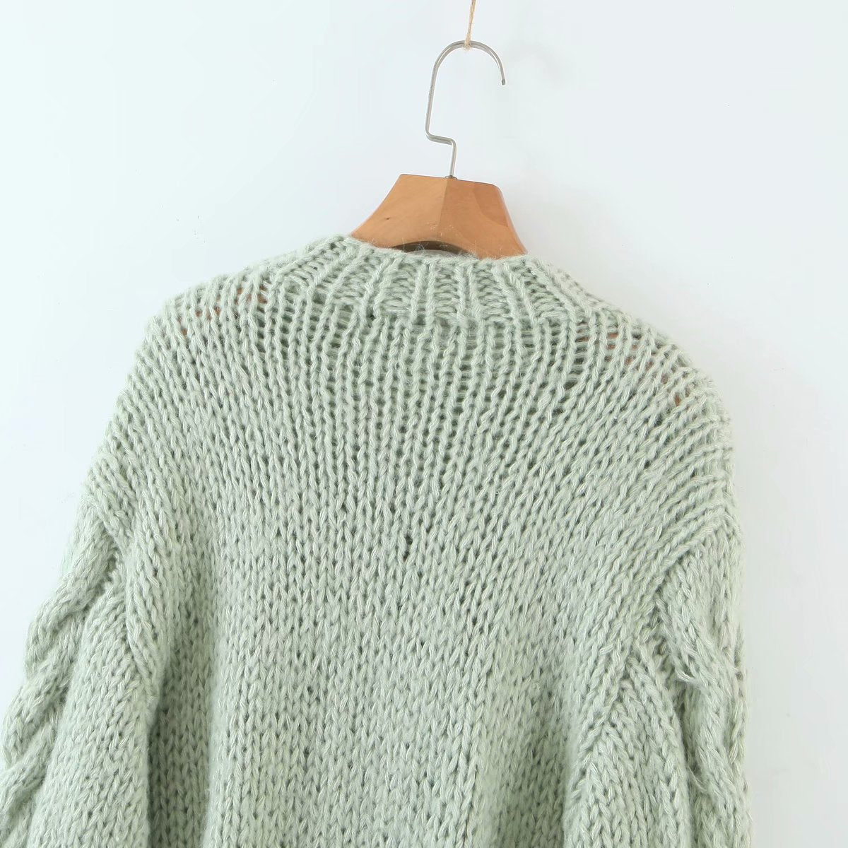 Handicraft Single-breasted Knit Splicing Crop Tops Cardigans