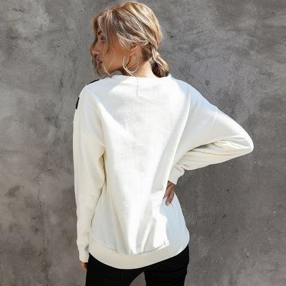 Round Neck Loose Striped Long Sleeve Sweatshirts Top
