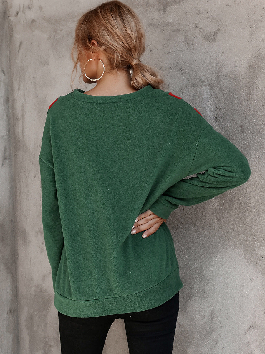 Round Neck Loose Striped Long Sleeve Sweatshirts Top