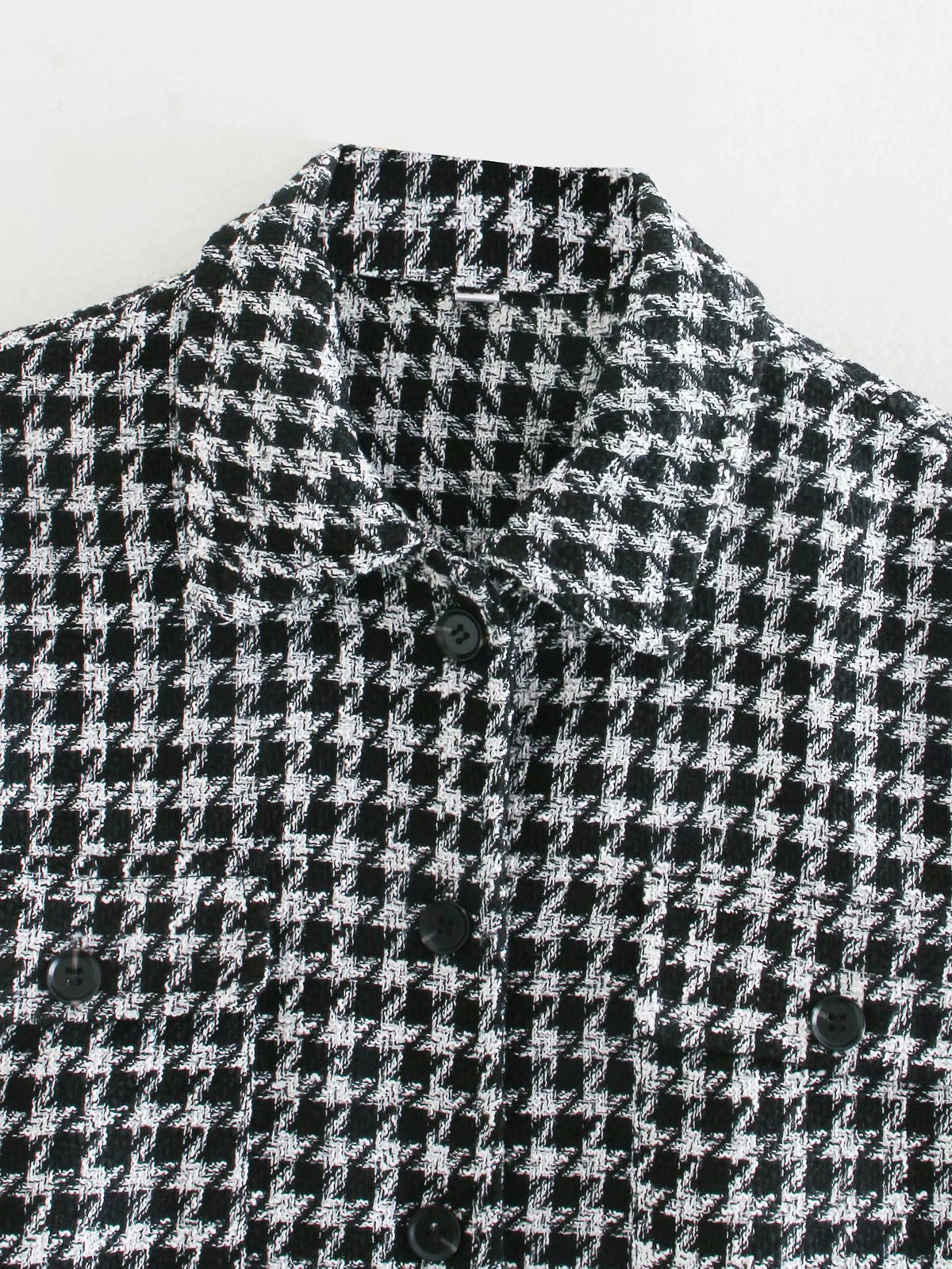 Single-breasted Mid-length Houndstooth Coat Outerwear
