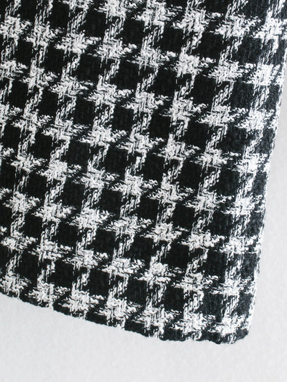 Single-breasted Mid-length Houndstooth Coat Outerwear