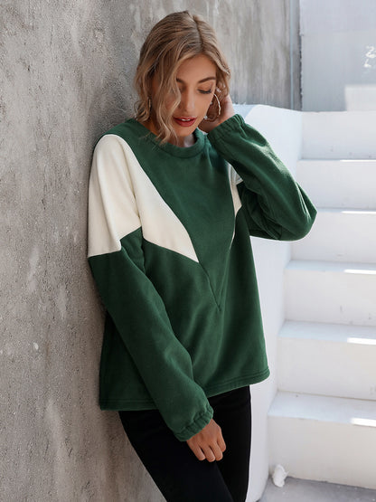 Simple V-Shaped Crew Neck Long Sleeve Sweater